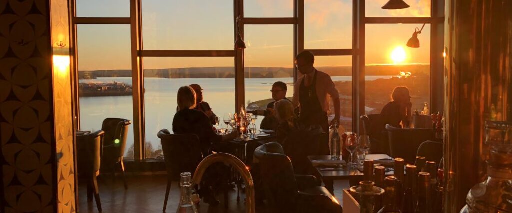 Evening sun at the restaurant
